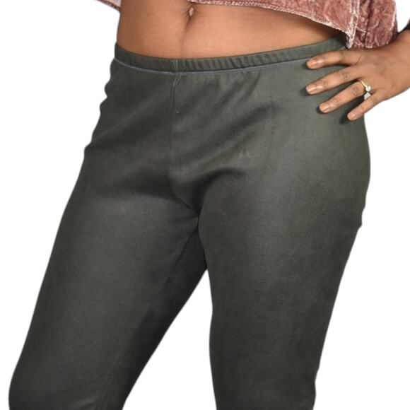 Pete Greta Myra Leggings Green Faux Suede Stretch Slouchy Johnny Was Size Small - Picture 4 of 15